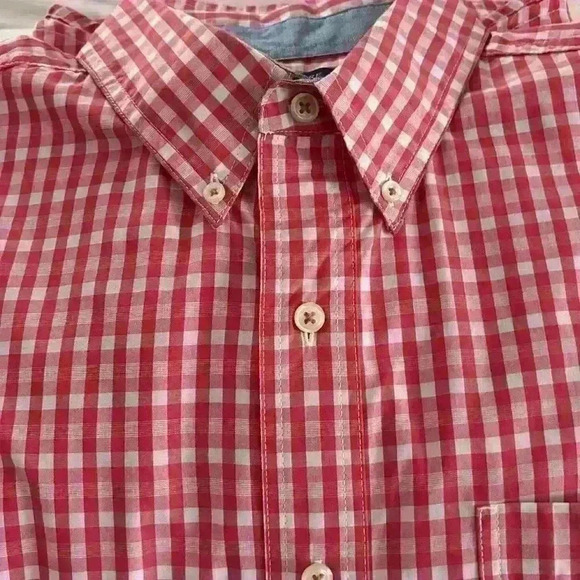CHAPS Mens Casual Pink Gingham Short Sleeve Shirt - Picture 4 of 4